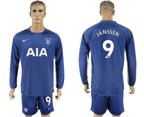 Tottenham Hotspur #9 Janssen Away Long Sleeves Soccer Club Jersey - Click Image to Close